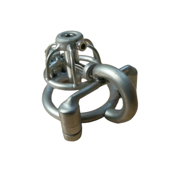 Permanent Metal PA Male Chastity Cage with Urethral Tube – Customizable Steel Cock Cage for Men, CBT Penis Bondage Adult Toy