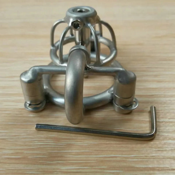 Permanent Metal PA Male Chastity Cage with Urethral Tube – Customizable Steel Cock Cage for Men, CBT Penis Bondage Adult Toy