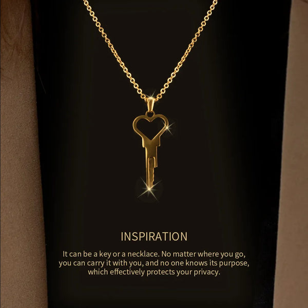 Heart Shaped Chastity Key Necklace - Key fits standard barrel lock (included with keys if selected)