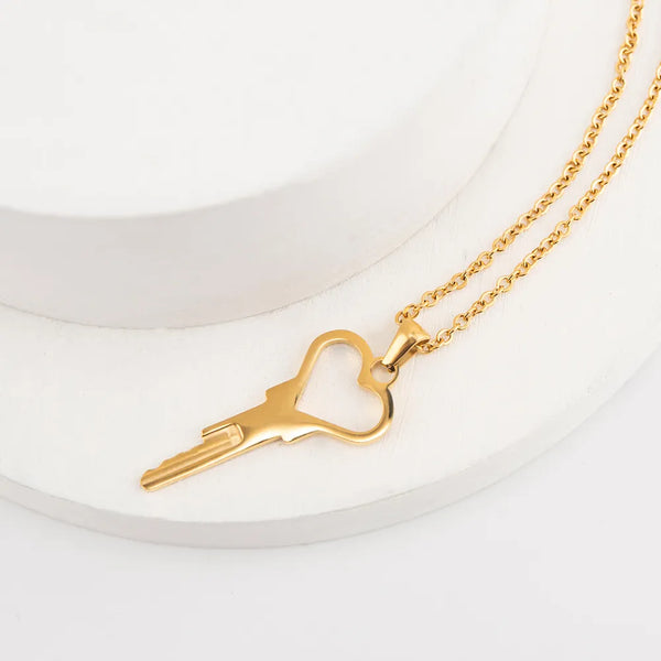 Heart Shaped Chastity Key Necklace - Key fits standard barrel lock (included with keys if selected)
