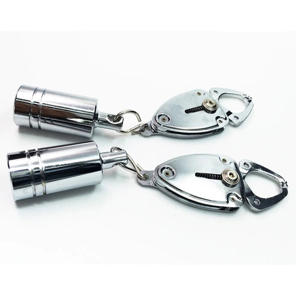 Heavy Steel Nipple Clamps with Hanging Weights - Metal Breast Clips for Women Couples Bondage Restraint, Game Play Adult Sex Toy