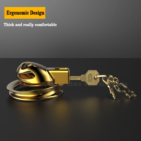 Metal Hollow Chastity Cock Cage Penis Anti-off Cock Ring Chastity Belt Virginity Cage Device Male Metal Ball Lock Stretcher Cbt
