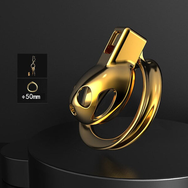 Metal Hollow Chastity Cock Cage Penis Anti-off Cock Ring Chastity Belt Virginity Cage Device Male Metal Ball Lock Stretcher Cbt