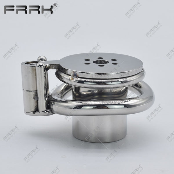 FRRK Hardcore Inverted Male Chastity Cage with Allen Key Cock Lock Stainless Steel Cylinder Penis Rings Negative Adults Sex Toys