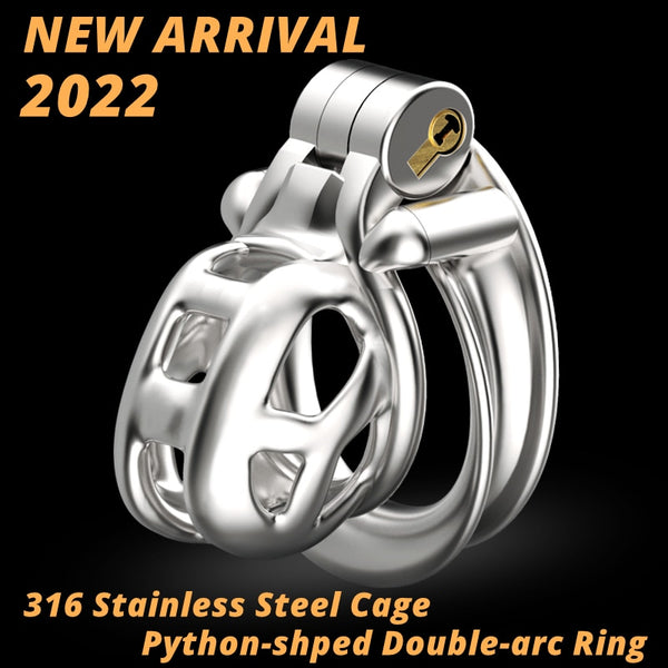 NEW 316 Stainless Steel Python V6 Design Male Chastity Device Cobra Cock Cage Python-shaped Penis Ring Adult Sex Toys