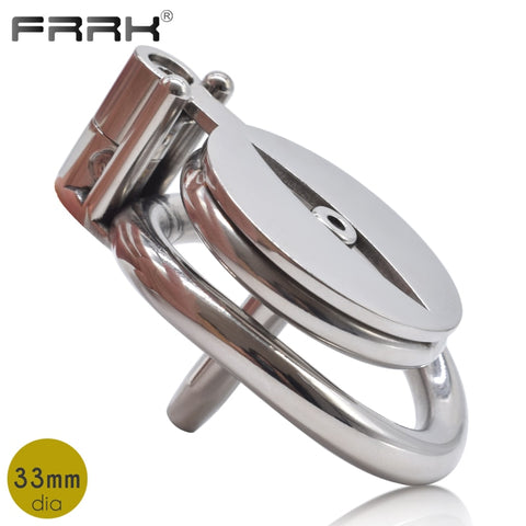 FRRK Flat Chastity Cock Cage with Metal Urethral Tube