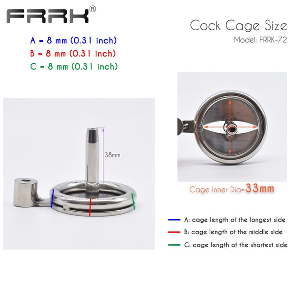 FRRK Flat Chastity Cock Cage with Metal Urethral Tube