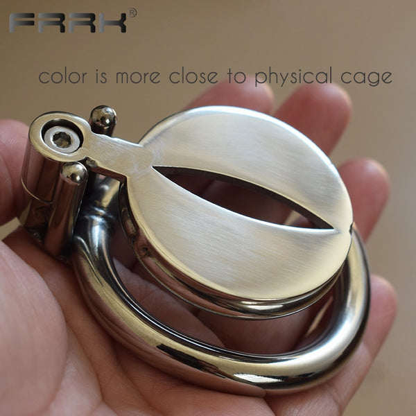 FRRK Flat Chastity Cock Cage with Metal Urethral Tube