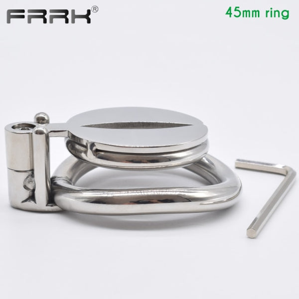 FRRK Flat Chastity Cock Cage with Metal Urethral Tube