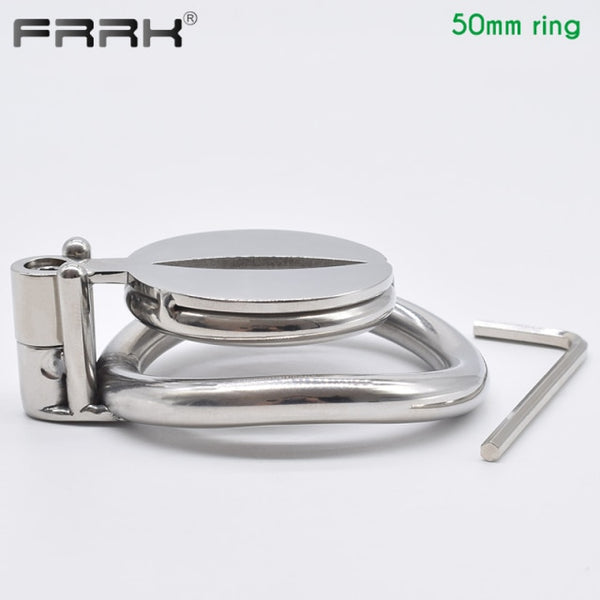 FRRK Flat Chastity Cock Cage with Metal Urethral Tube